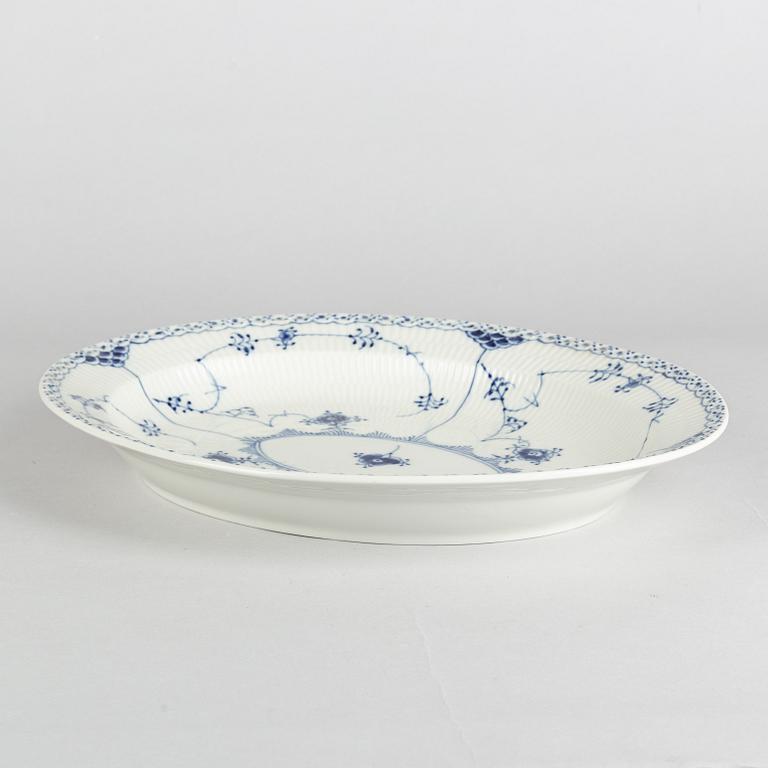 A 'Blue Fluted Half Lace' porcelain serving dish, Royal Copenhagen, model 533, 1969-73.