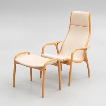 Yngve Ekström, a "Lamino" armchair with ottoman, Swedese, Sweden, early 20th century.