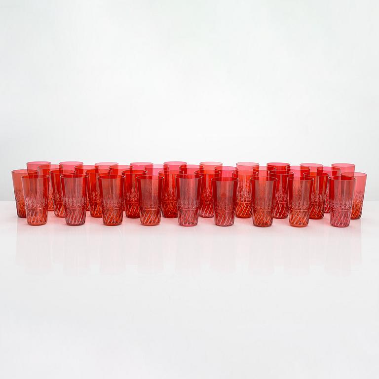 A 38-piece set of 'Leo' drinking glasses, Riihimäen Lasi, Finland latter half of the 20th century.