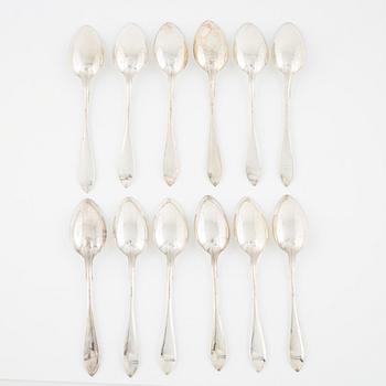 A group of 12 Swedish silver spoons, including GAB, Stockholm, 1926.