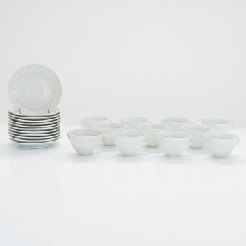 Friedl Holzer-Kjellberg, tea and mocha/espresso set, 19 pairs, rice porcelain, signed F.H.Kj Arabia.