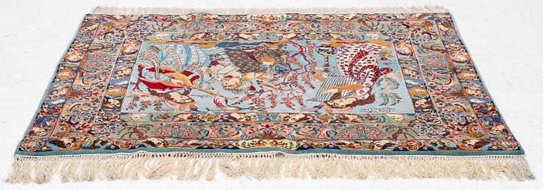 An Isfahan figural rug, c. 112 x 148 cm.