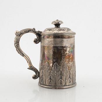 A silver tankard, possibly USA or Canada, with Swedish import marks.