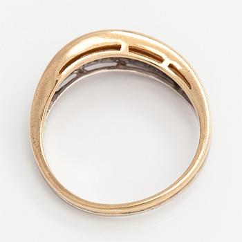 Ring, brilliant cut diamonds, 14K gold and white gold.