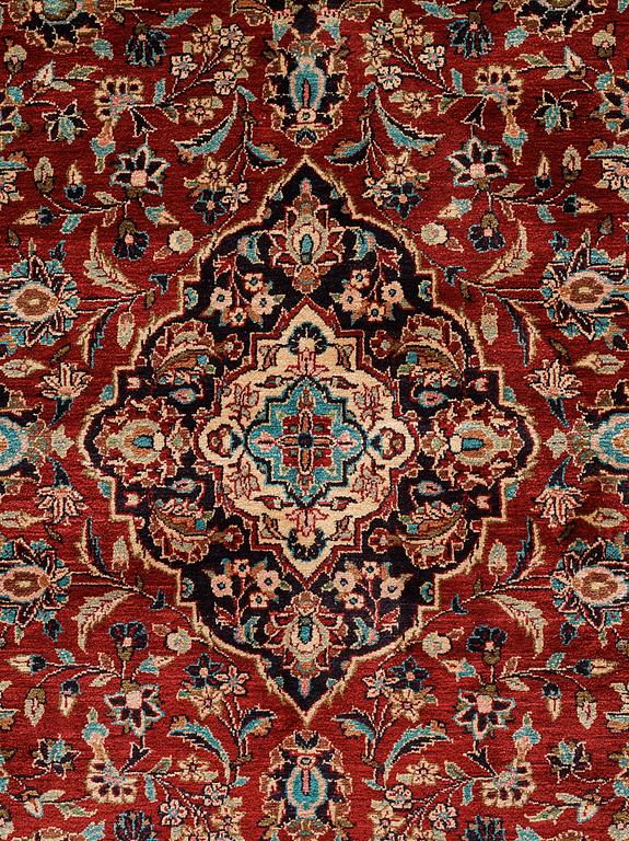 A rug, Old, silk Kashan, ca 224 x 138,5 cm.