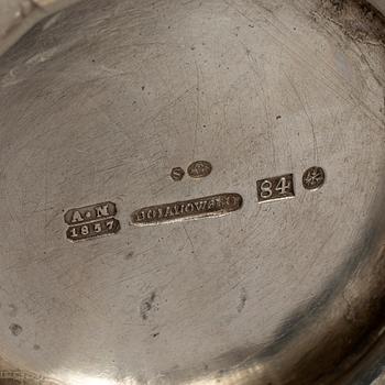 A silver teapot and sugar bowl, maker's mark of Carl Bojanowski, St. Petersburg 1851-57.