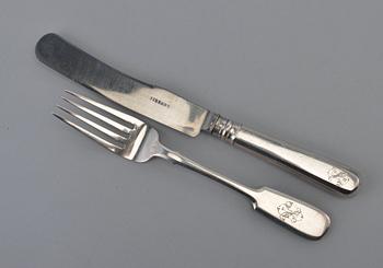 CUTLERY, 12 pcs. 870 silver. " Helsinki" model. Hjalmar Fagerroos Helsinki 1895.