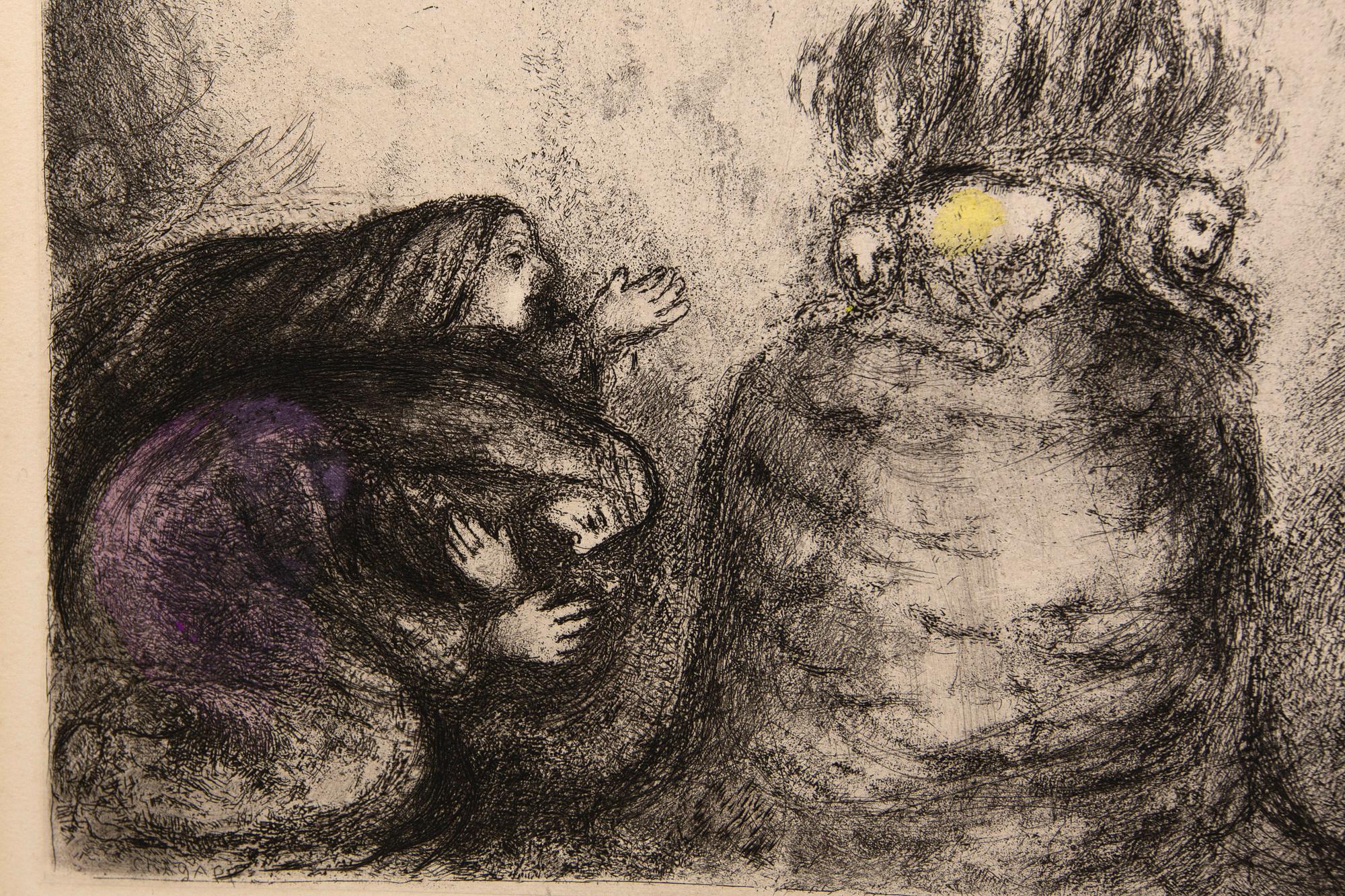 Marc Chagall, handkolorerad etsning, signerad 75/100.