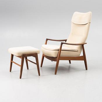 An armchair with foot stool, Denmark, second half of the 20th century.