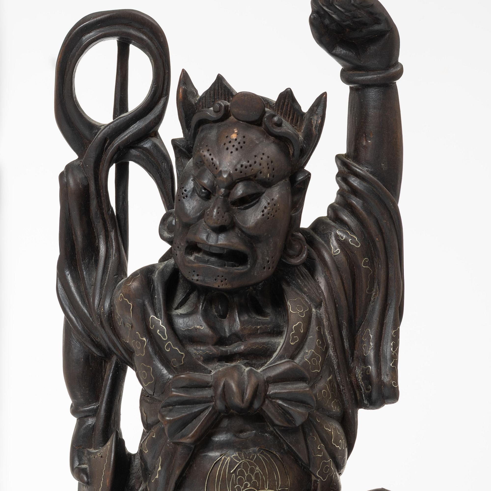 A pair of Chinese hardwood figures, 20th century.