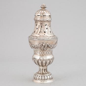 A Danish 18th century silver sugar-caster, marked Copenhagen 1781.