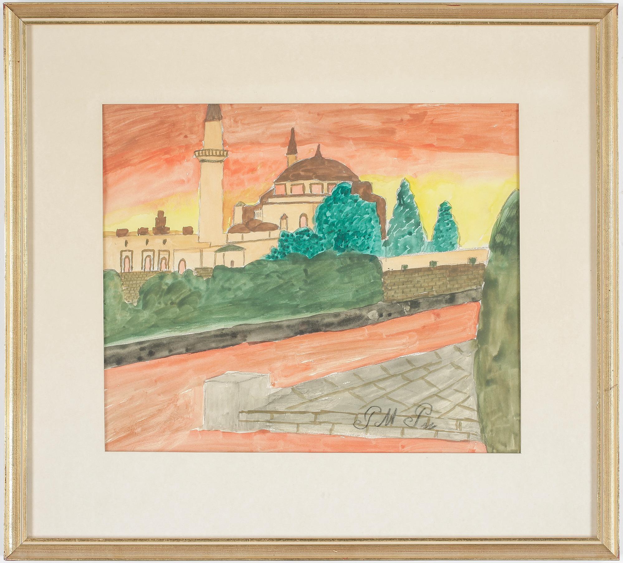 PRIMUS MORTIMER PETTERSSON, akvarell, monogramsign.