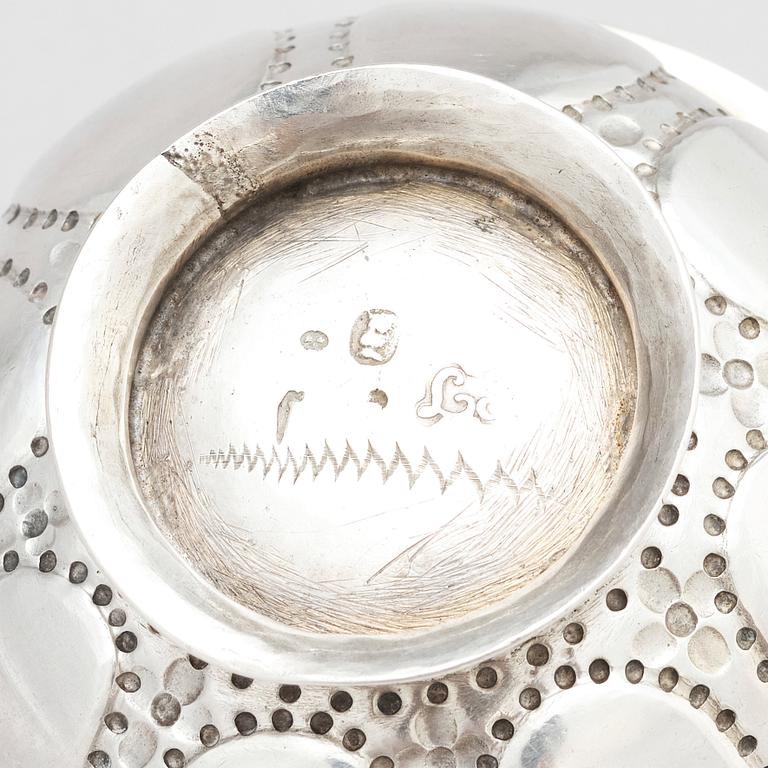 A Swedish 18th century parcel-gilt silver brandy-bowl, mark of Lorens Stabeus, Stockholm 1754.