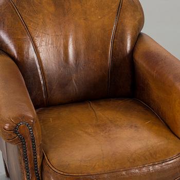 FÅTÖLJ, läder,  1900-talets slut.