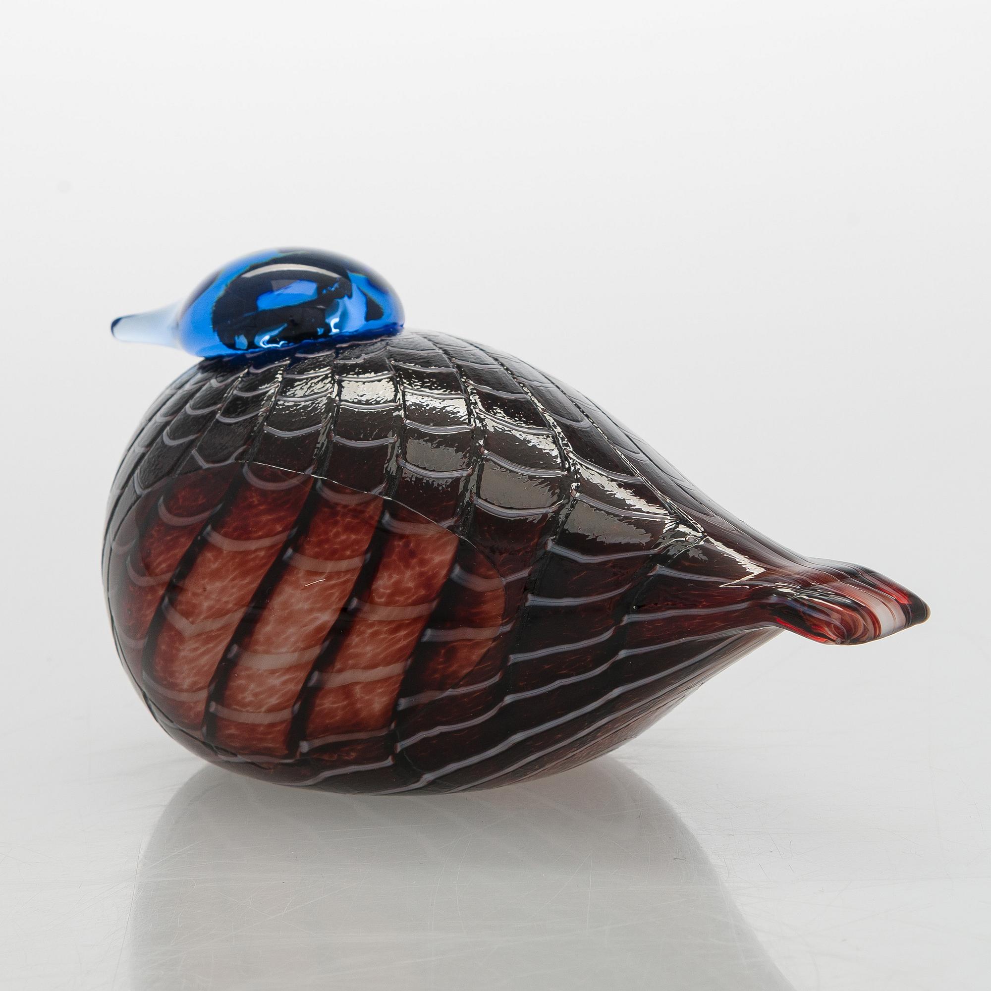 Oiva Toikka, lasilintu, signeerattu Oiva Toikka Nuutajärvi Notsjö Turun Sanomat.