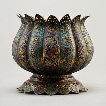 SKÅL på STÄLLNING, cloisonne, orientalisk, 1900-talets början.