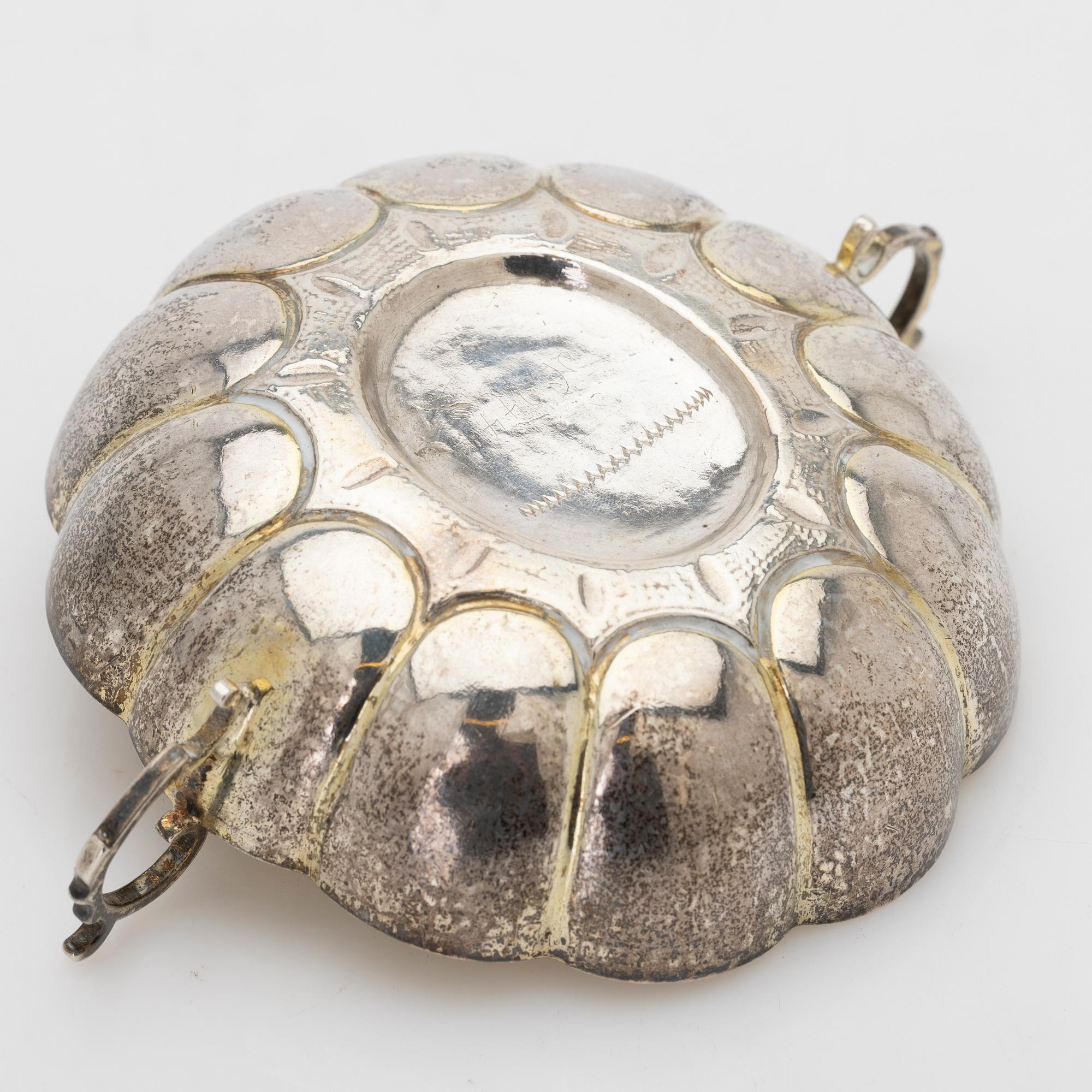 Silver spirit bowl, Germany, 19th century.
