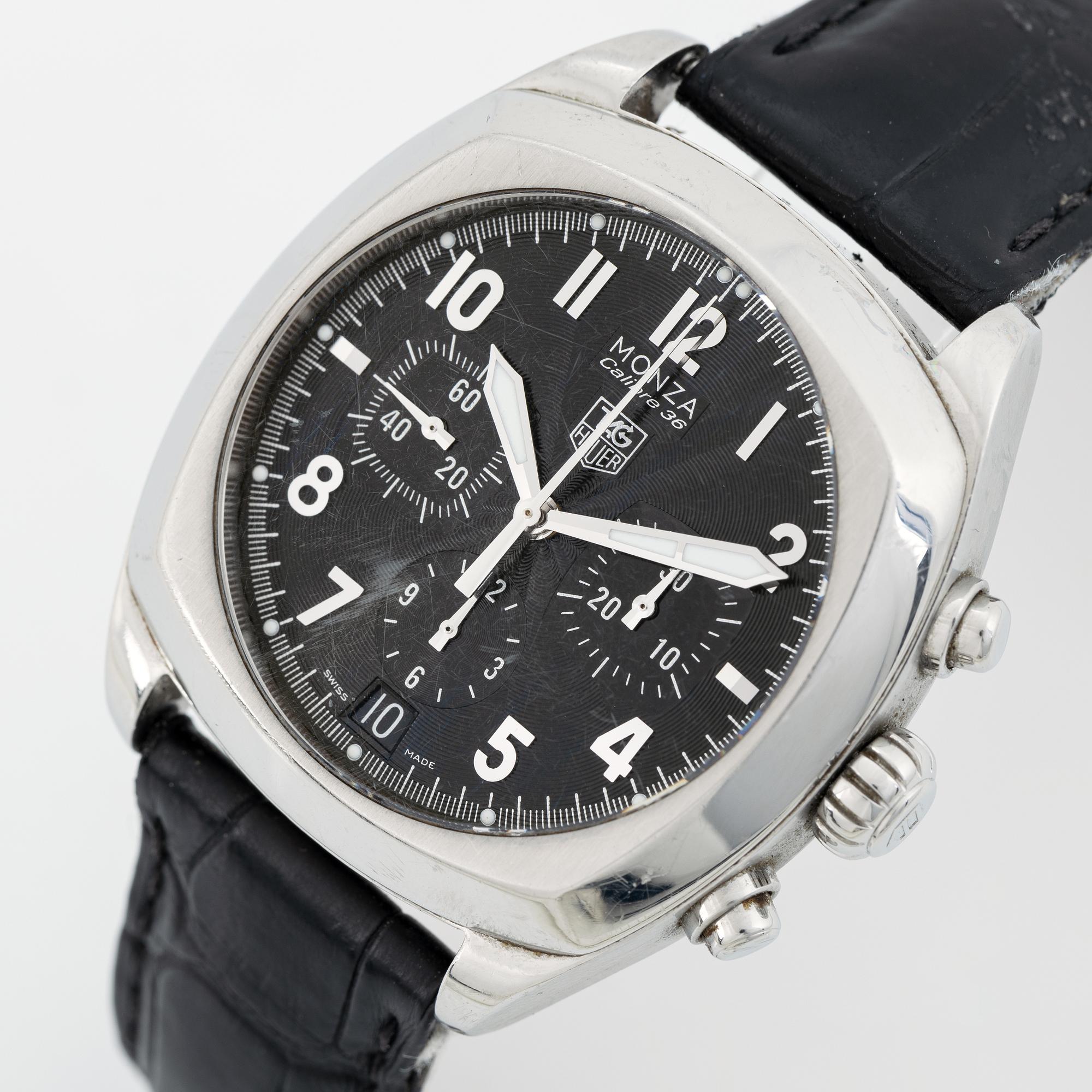 Tag Heuer, Monza, Calibre 36, wristwatch, 38 x 38 (44) mm.