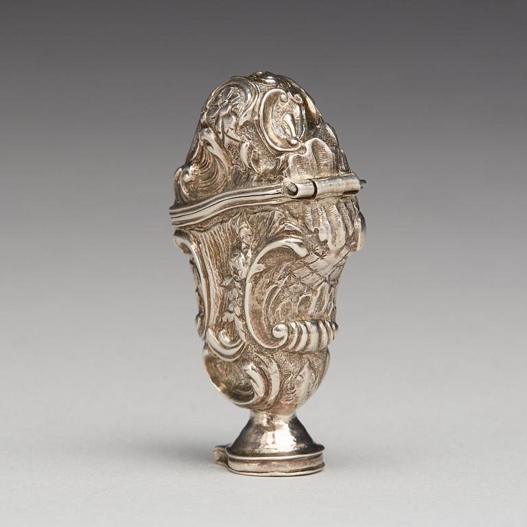 Jöran Stammer, luktdosa, silver, (verksam i Jönköping 1729-1752(-1754)). Rokoko.