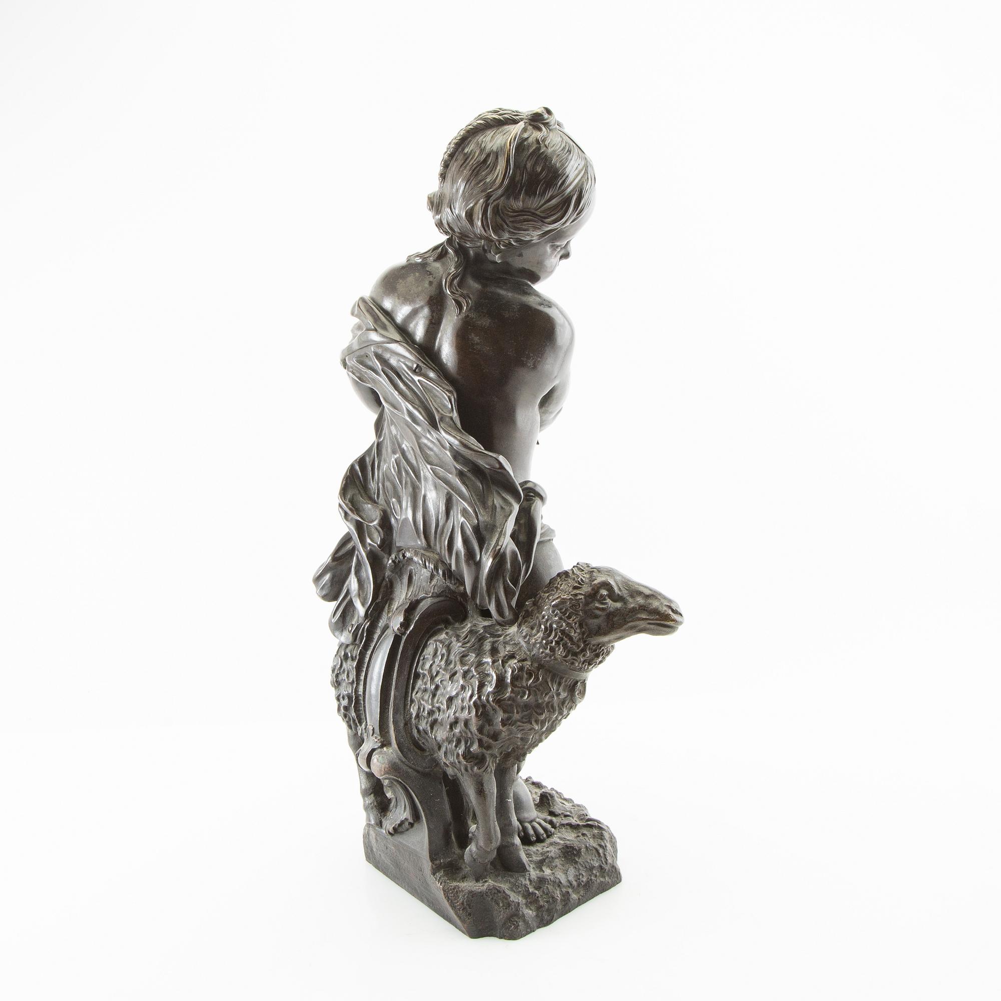 Unknown artist 19th/20th century, sculpture Putto with sheep.