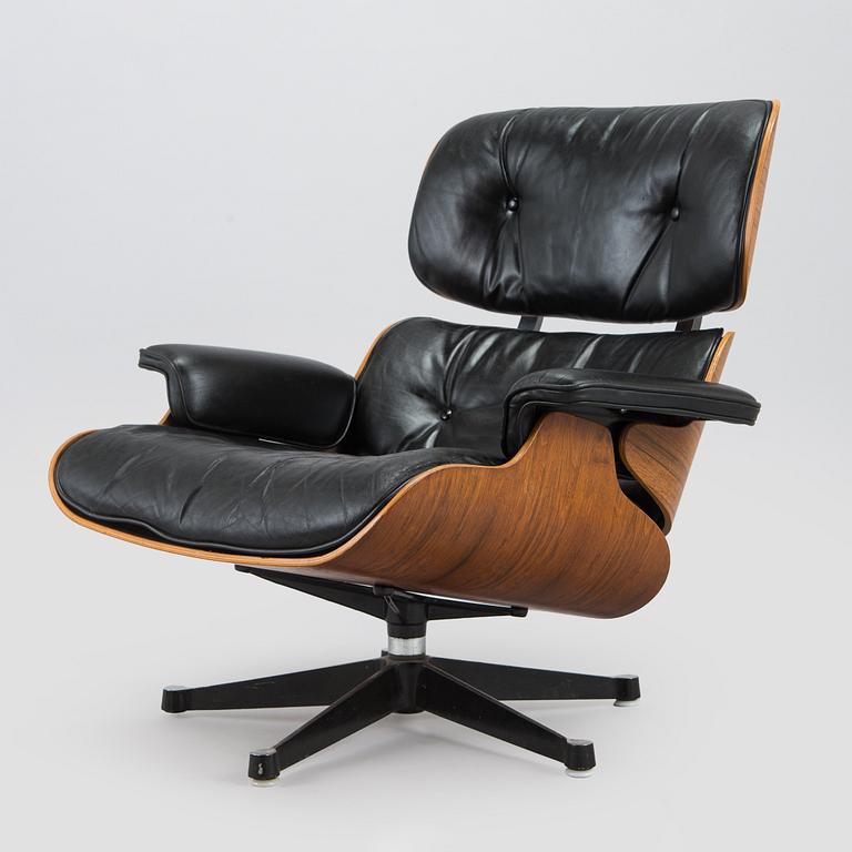 Charles and Ray Eames, a 1960s 'Lounge chair' and stool for Herman Miller.