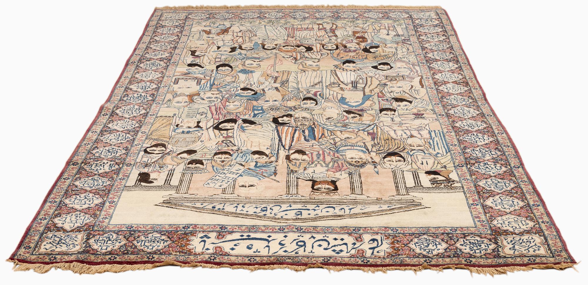 Matta, antik Kirman Laver 'Mashahir' (Världens härskare), ca 240 x 147 cm.