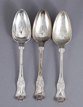 MATSKEDAR, 5+3, silver, modell Engelsk snäck, bla Anders Wedin, Söderhamn, 1864-74. Tot ca 466 gram.