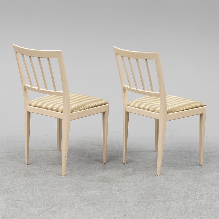 CARL MALMSTEN, matgrupp, 7 delar, 6 stolar samt bord. Två iläggskivor medföljer.