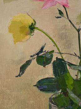 Olle Hjortzberg, Roses with figures in the background.