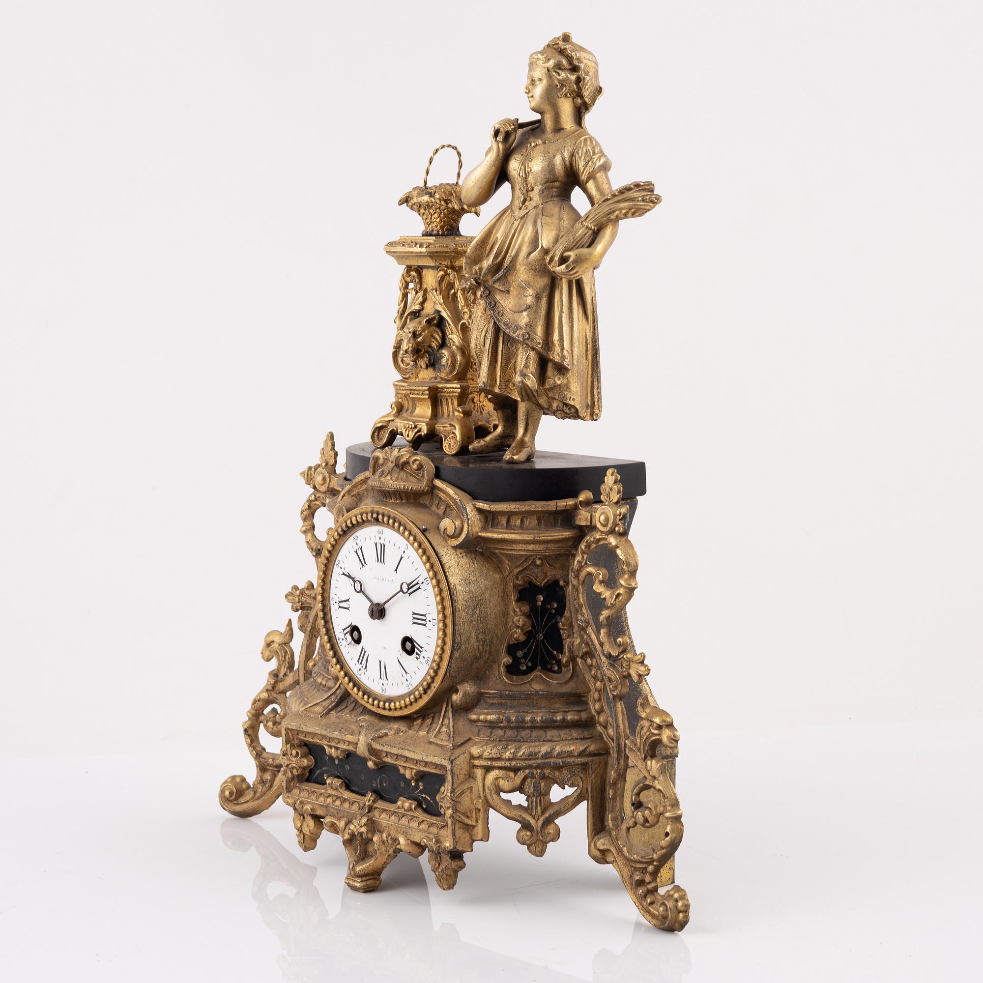 A Brunfaut mantle clock, France, late 19th Century.