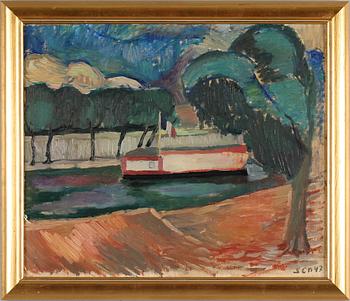 JAN SIGFRID ALFONS CARLSSON, olja på duk uppklistrad på pannå, monogramsignerad och daterad-47.