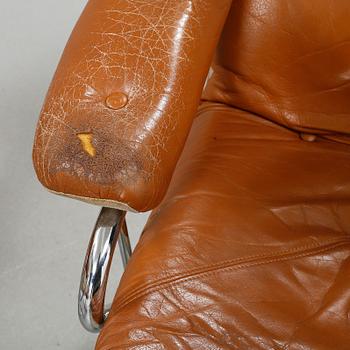 A pair of armchair and foot stools from Ikea, made in the fourth quarter of the 20th century.