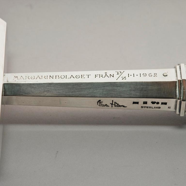 Wiwen Nilsson, a sterling silver and wood ceremonial mallet, Lund, Sweden, 1962.