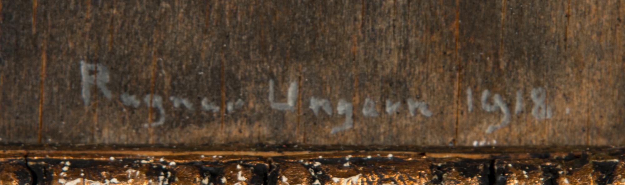 Ragnar Ungern, olja på träpannå, signerad och daterad 1918.