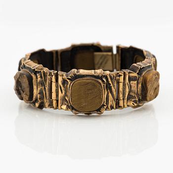Pentti Sarpaneva, armband och ring, brons och tigeröga.