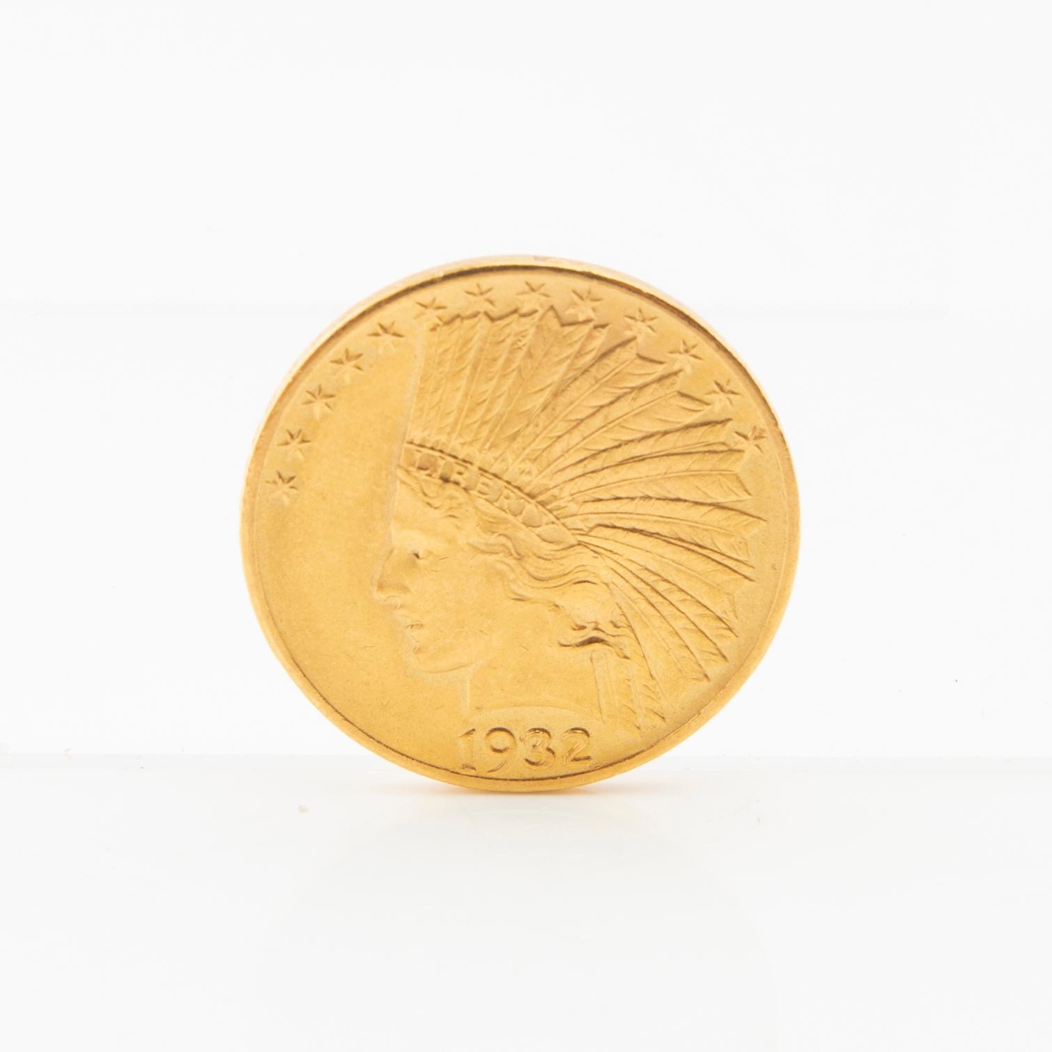 Guldmynt 10 dollar ÙSA 1932 Indian head.