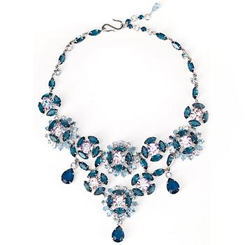 CHRISTIAN DIOR, a decorative glass stone necklace and brooch, from the 1950's.