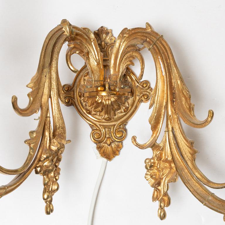 Wall sconces, a pair, circa 1900.