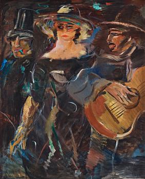 Jules Schyl, Three figures with hats.