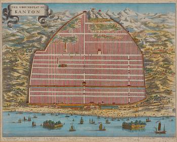 Map of Canton, engraving, 'The Groundplat of Canton', W. Bramston, 1840.