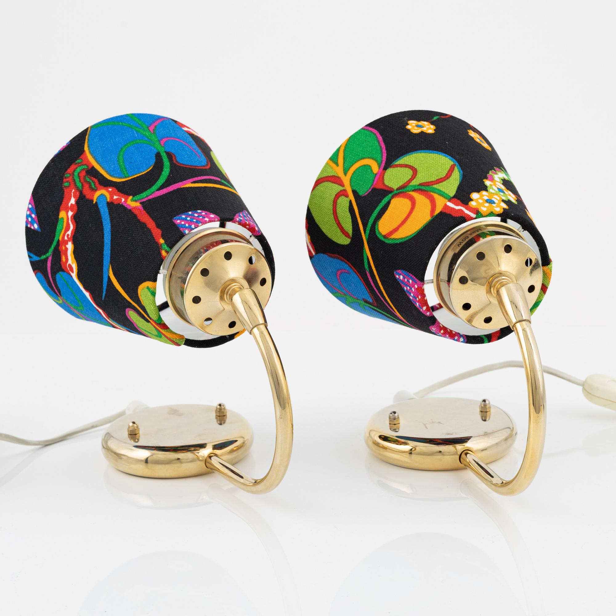 Vägglampor, ett par, modell 6074, Reijmyre Armaturfabrik, 1960/70-tal.