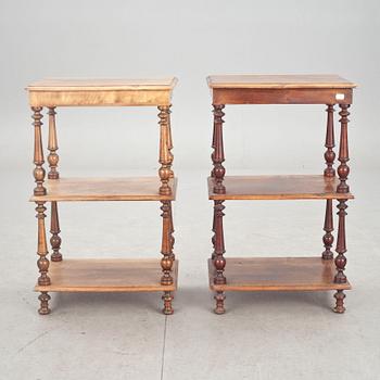 ETAGERER, 2 st, 1800/1900-tal.