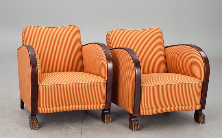 FÅTÖLJER, ett par, Art deco, 1900-talets första hälft.