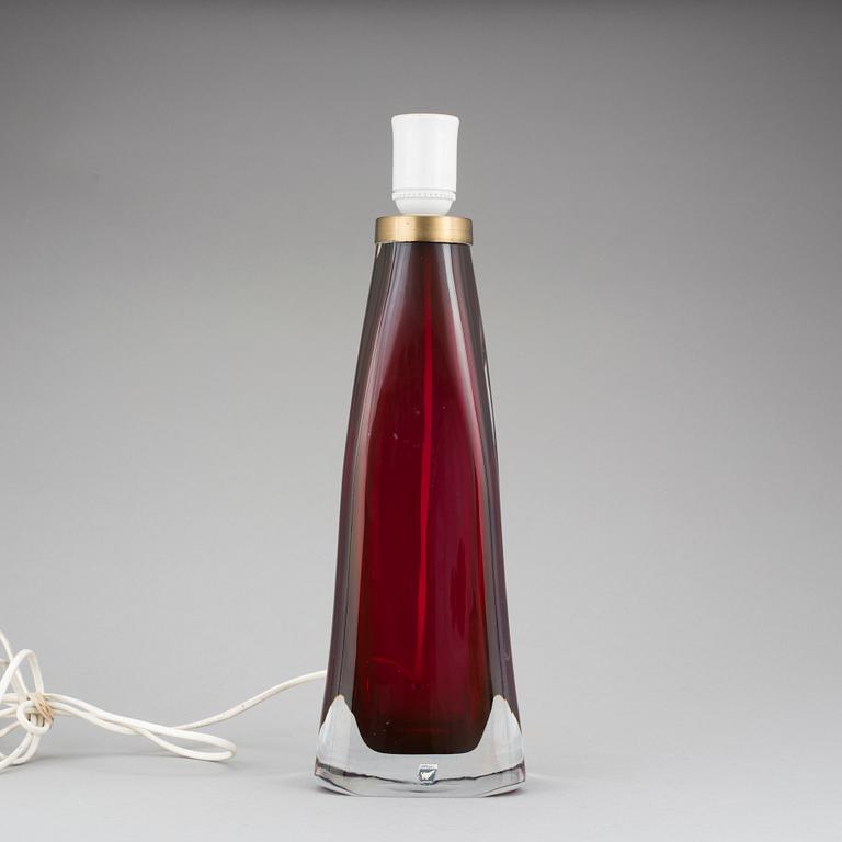 BORDSLAMPA, glas. Carl Fagerlund, Orrefors, 1960-tal.