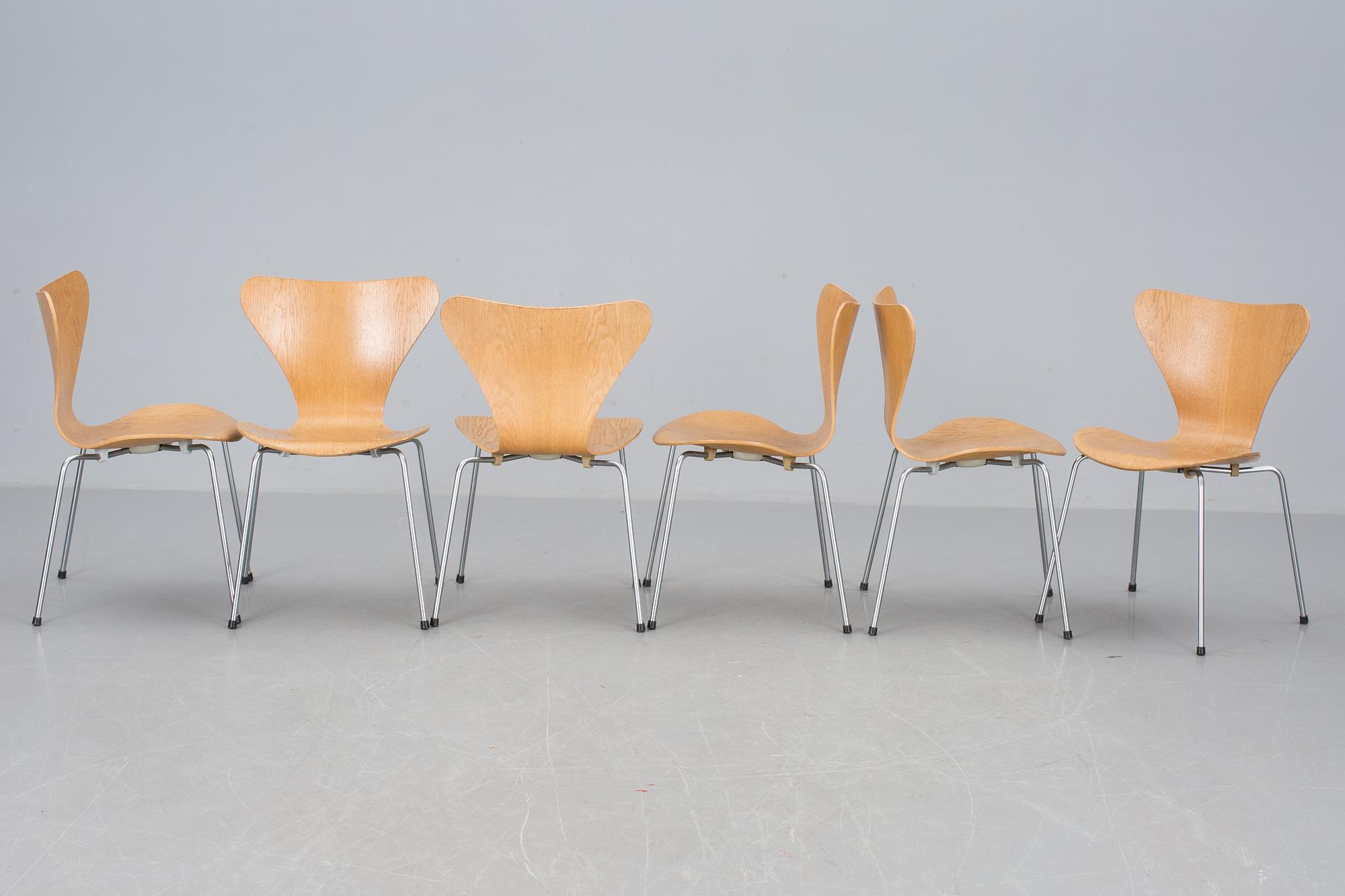 STOLAR, 6 st, "Sjuan", Arne Jacobsen för Fritz Hansen.