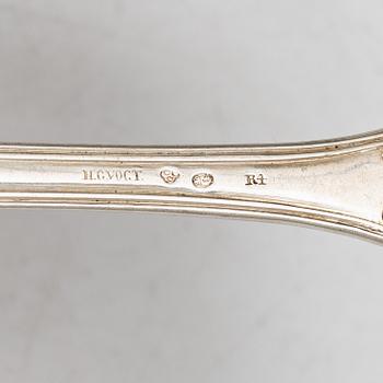 Six Swedish silver spoons, mark of HG Vogt, Kristianstad, 1847.
