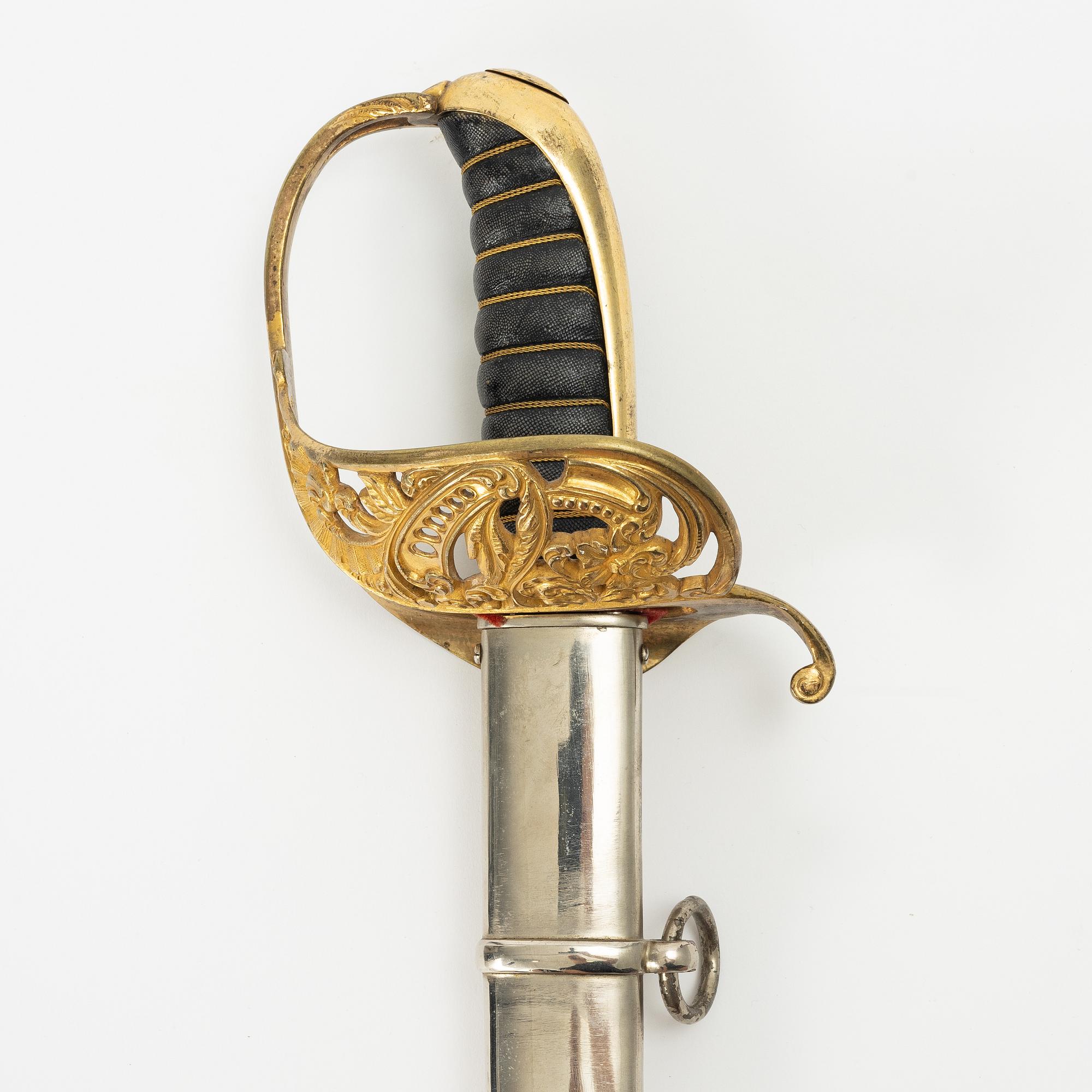 Sabel, svensk, m/1859 för infanteriofficer, med balja.