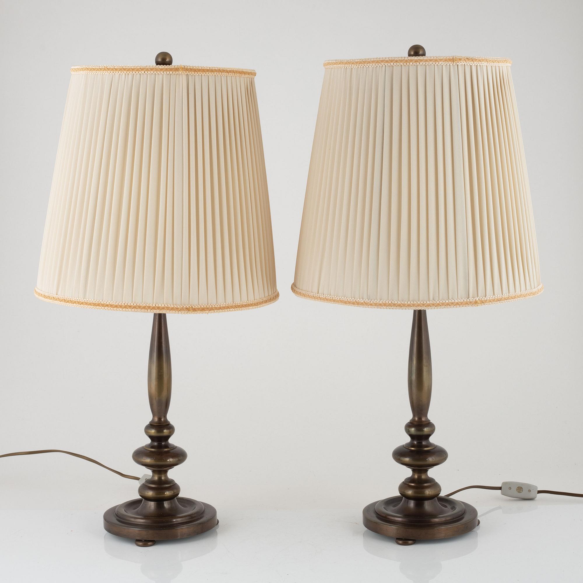 Table lamps, a pair, from around the mid-20th Century.