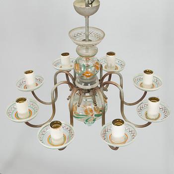 Paavo Tynell, A 1940s '1752/8' chandelier, for Taito and Kauklahden Lasitehdas. Finland.