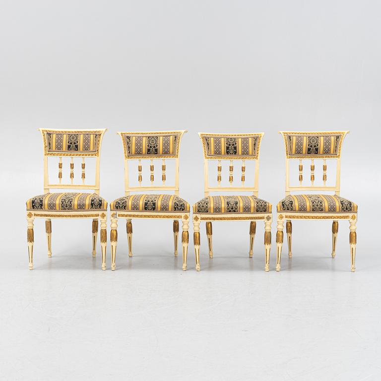 A set of four late Gustavian chairs, Stockholm, circa 1800.